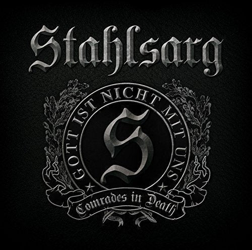 Black and silver album cover for Stahlsarg's "Comrades In Death" CD.