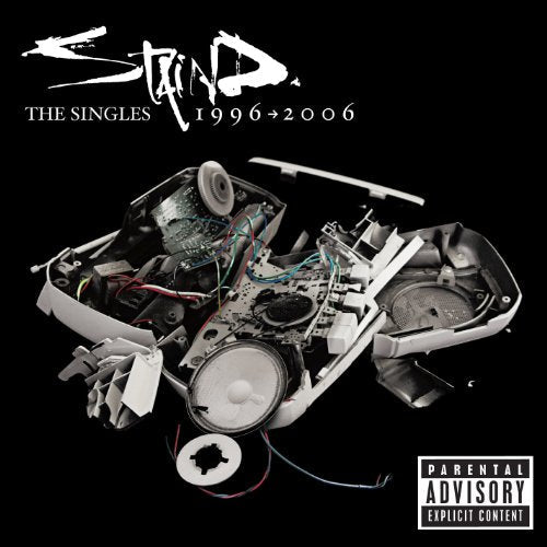 Staind album cover: disassembled white boombox against a black background.
