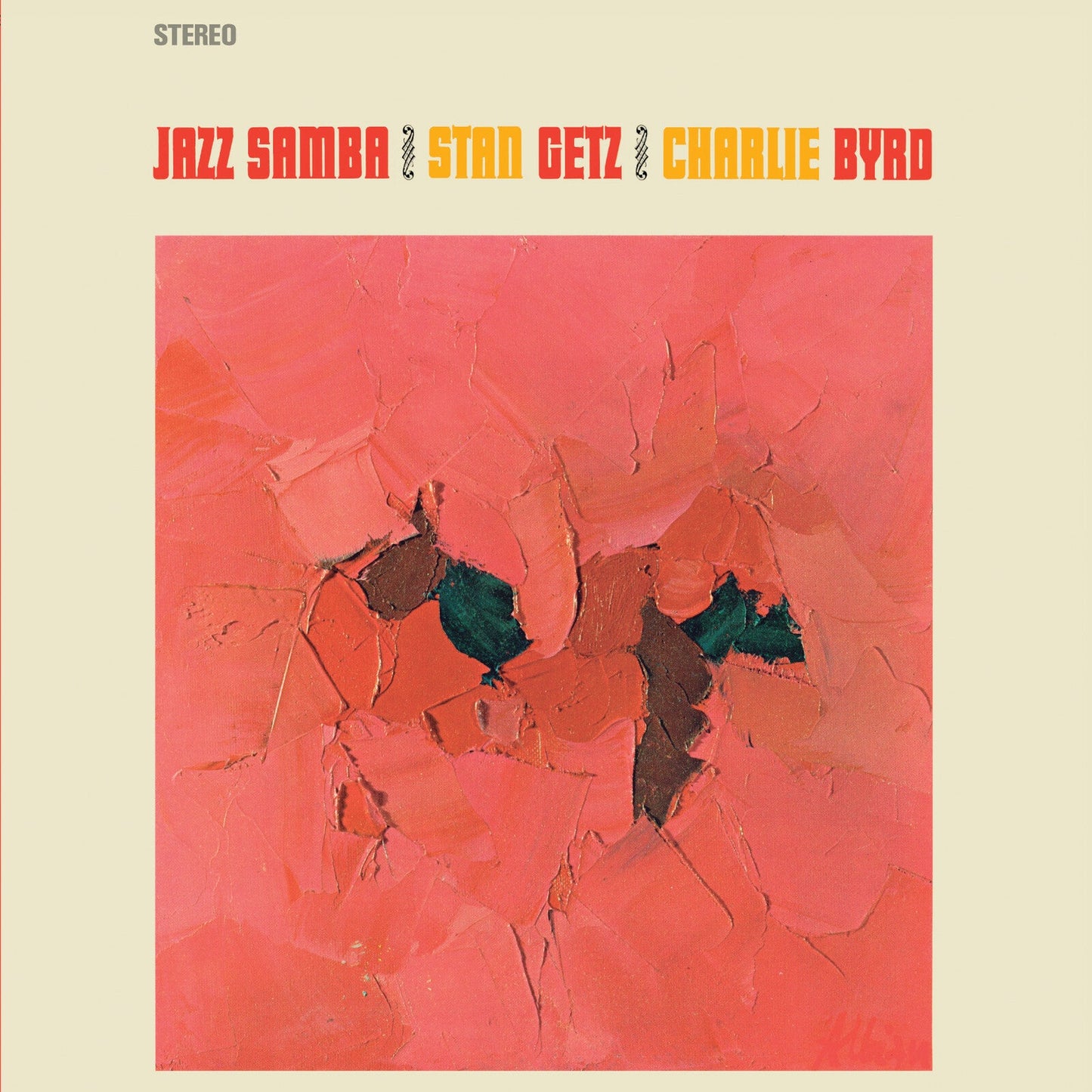 Album cover for “Jazz Samba” by Stan Getz & Charlie Byrd, featuring abstract art.