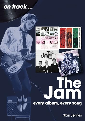 Book cover for "The Jam: Every Album, Every Song" featuring band imagery.