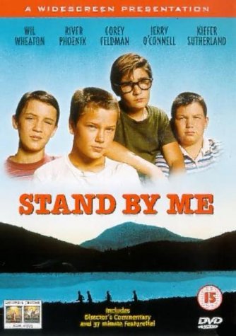"Stand By Me DVD cover featuring four young boys and a lake landscape."