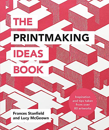Book cover with geometric red and white design, titled “The Printmaking Ideas Book.”