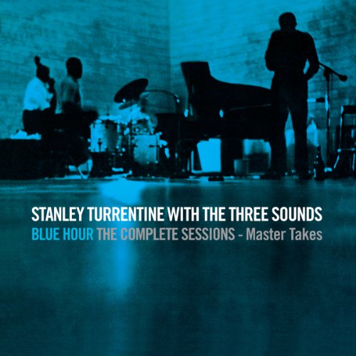 Blue-toned silhouette of a jazz quartet performing on a stage with text overlay.