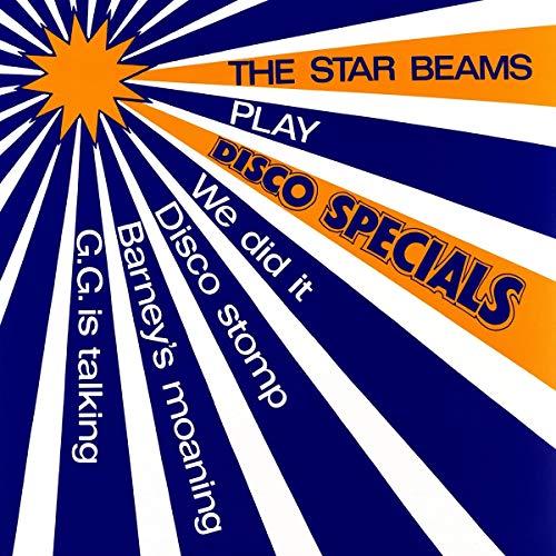 Album cover for “The Star Beams Play Disco Specials” with starburst design.