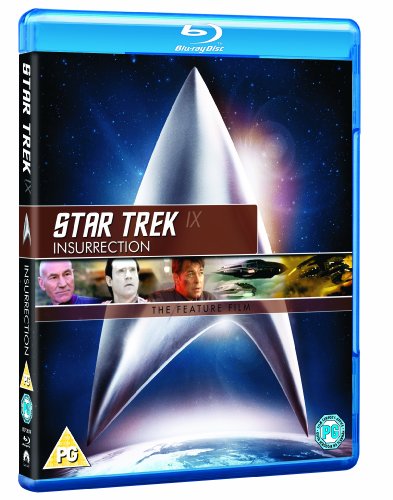 Star Trek: Insurrection" Blu-ray cover with spaceship and character portraits.