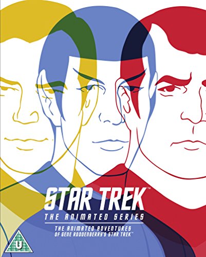 Blu-ray cover featuring stylized portraits of Spock, Kirk, and McCoy.