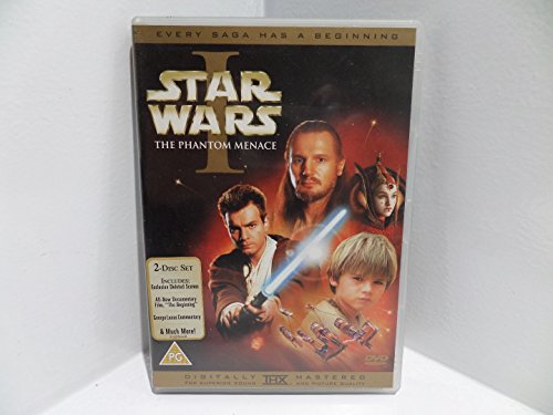 Star Wars Episode I: The Phantom Menace" DVD cover with characters and spaceships.
