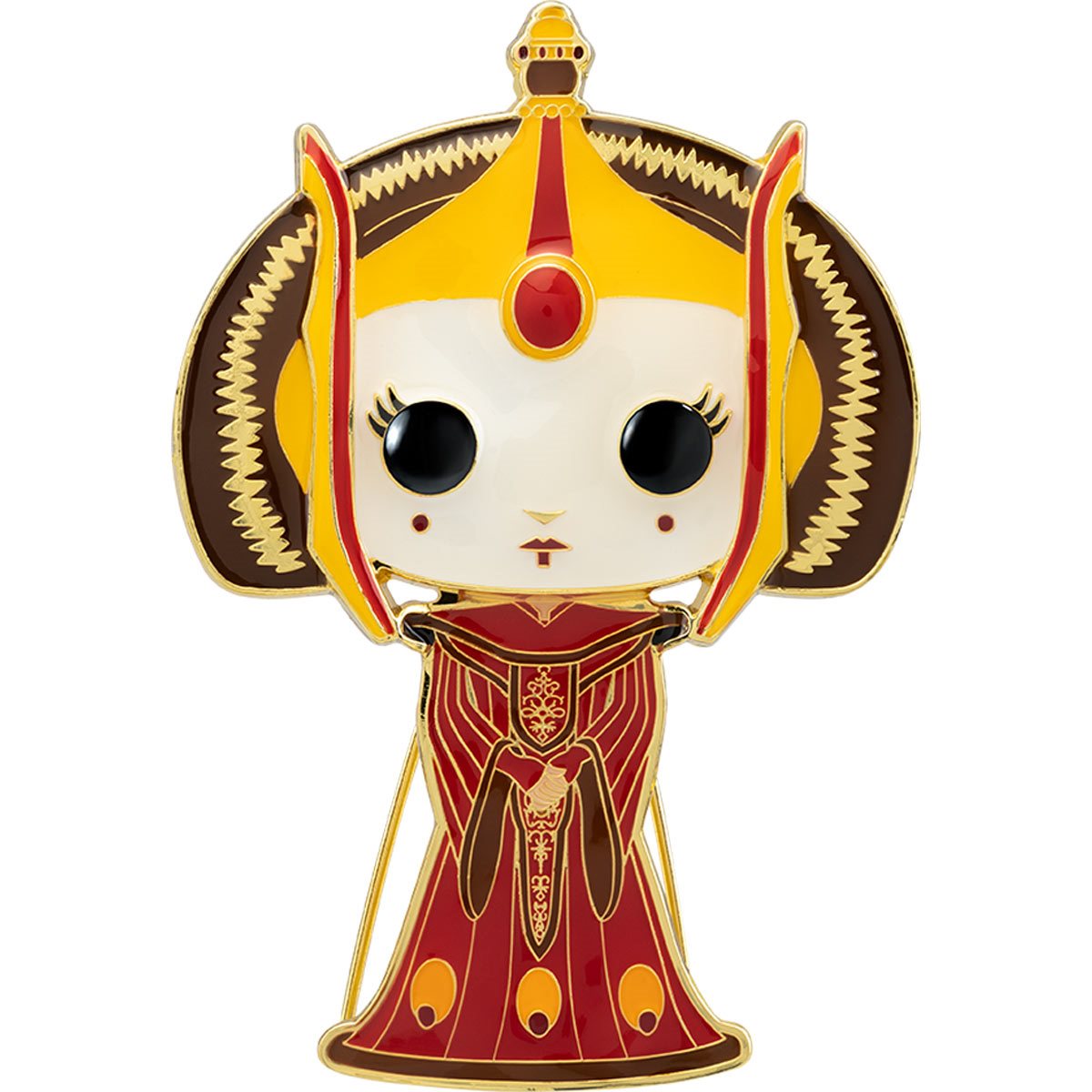 Enamel pin of Queen Amidala from Star Wars, stylized Pop! design.