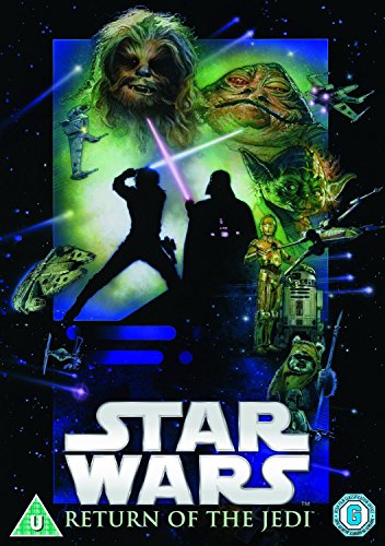 “Return of the Jedi” DVD cover featuring characters and spaceships in a collage.