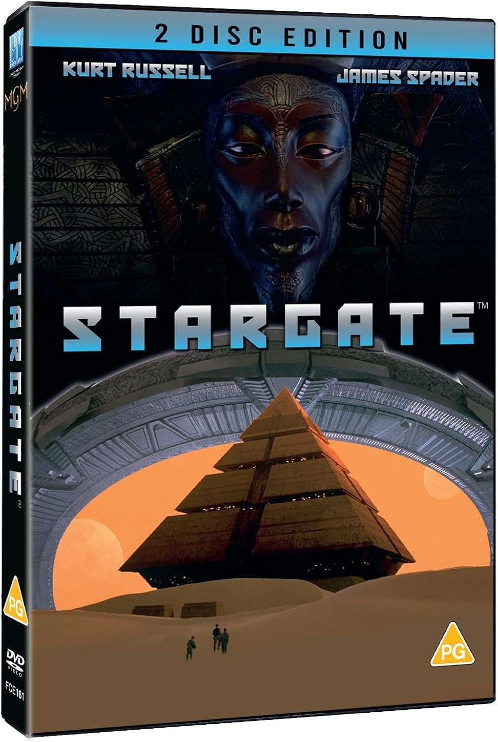 Stargate" DVD cover featuring a blue alien head and pyramid landscape.