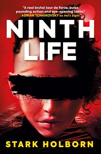 Book cover: “Ninth Life” by Stark Holborn, featuring a shadowed face.