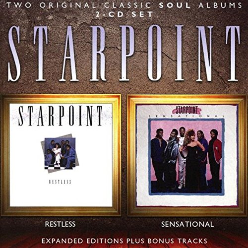 Starpoint two-CD set featuring album covers for Restless and Sensational in gold frames.