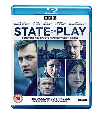 "Blu-ray case for 'State of Play' with a collage of character faces."