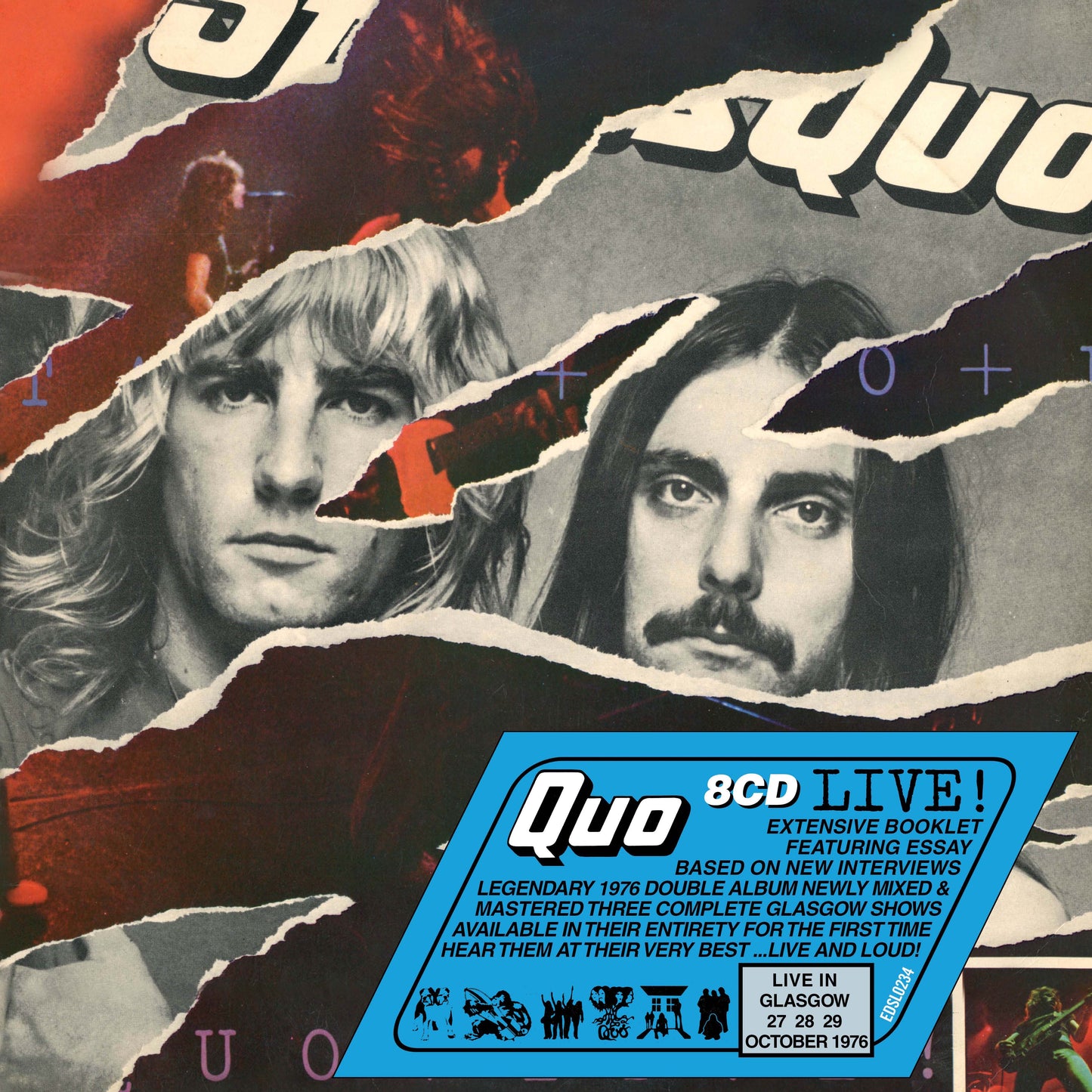 Status Quo Live Deluxe Edition 8CD box set cover with band member portraits.