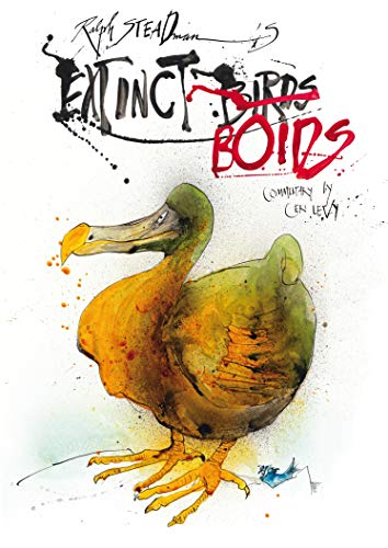 Watercolor illustration of a dodo bird with the title “Extinct Birds.”