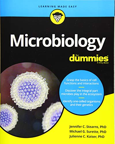 Book cover for "Microbiology For Dummies" featuring a microscopic image.