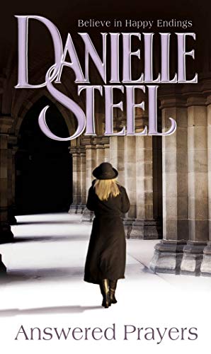 Book cover: “Answered Prayers” by Danielle Steel, woman in black coat.