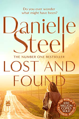 Book cover: "Lost and Found" by Danielle Steel, woman on a road.
