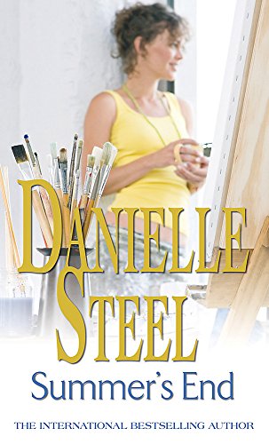 Book cover: woman painting, large gold title "Danielle Steel Summer's End".