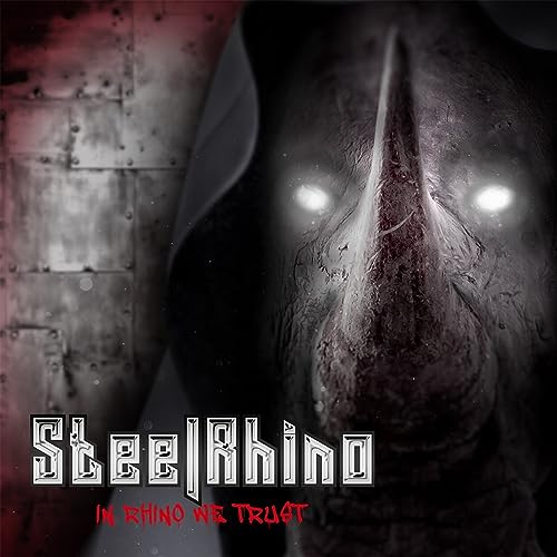 Dark album cover featuring a shadowy rhino head and band logo.