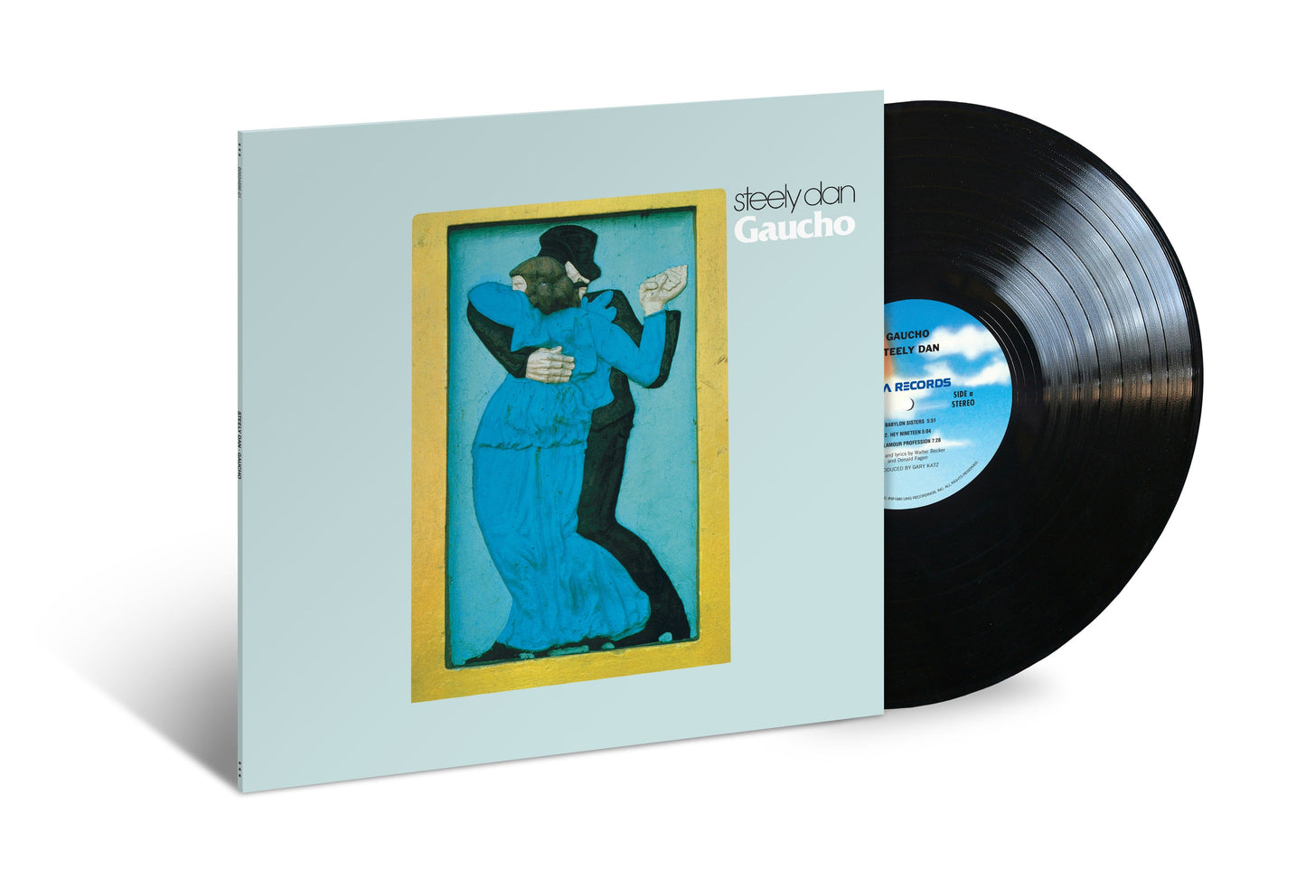 Steely Dan’s “Gaucho” vinyl record with a blue and yellow cover.