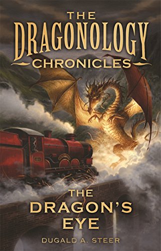 Book cover: a golden dragon flies toward a red steam train.