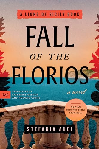 Book cover for Fall of the Florios featuring a coastal balcony and ocean view.