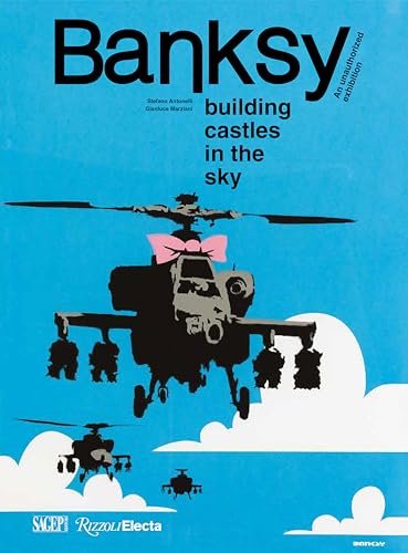 Book cover: black helicopter with pink bow flies over white clouds.