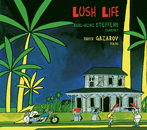 CD cover: illustrated palm trees, a house, and figures with vehicles.