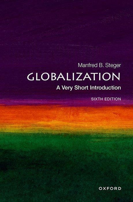 Book cover for Globalization: A Very Short Introduction with abstract purple, orange, and green background.