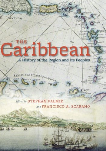 Book cover: “The Caribbean” with a historical map background and ships.