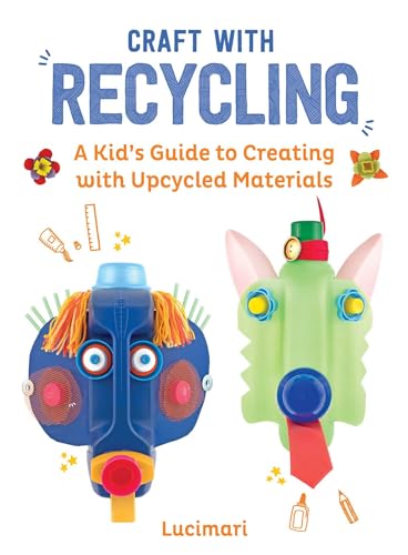 Book cover featuring two colorful animal masks made from recycled plastic bottles.
