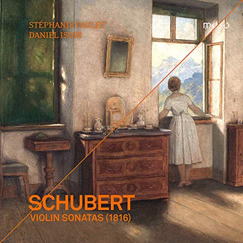 CD cover: woman by a window, with text "Schubert Violin Sonatas".