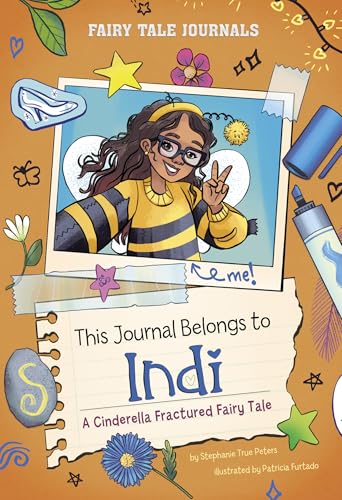Journal cover featuring a girl in a yellow sweater, illustrated with fairy tale motifs.