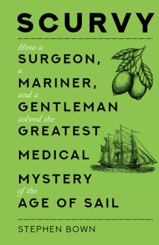 Book cover for "Scurvy" depicting a sailing ship and lemons.