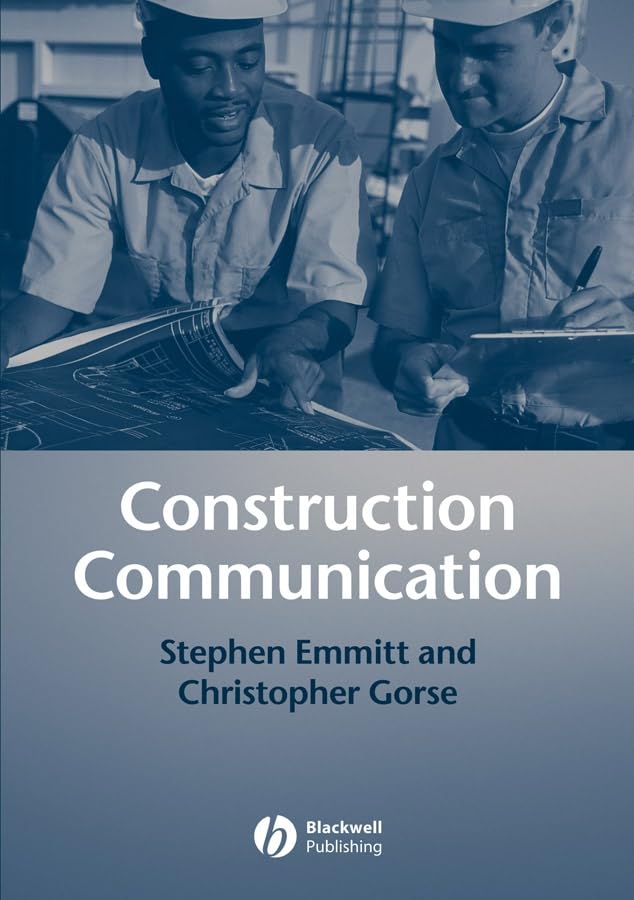 Book cover: two construction workers reviewing blueprints, titled "Construction Communication".