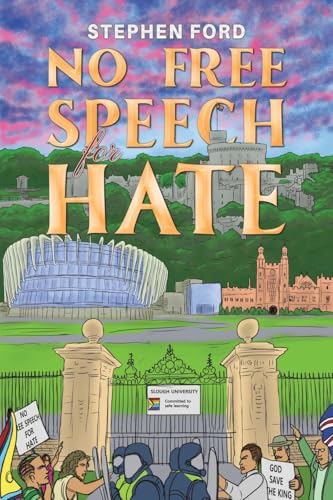 Book cover: "No Free Speech for Hate" with illustration of a protest.