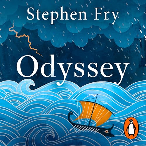 Book cover of "Odyssey" with stormy seas and a small ship.