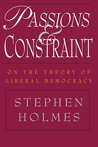Book cover: "Passions and Constraint" by Stephen Holmes, maroon background.