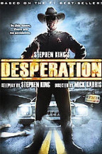 DVD cover for Stephen King’s “Desperation” featuring a sheriff and cars.