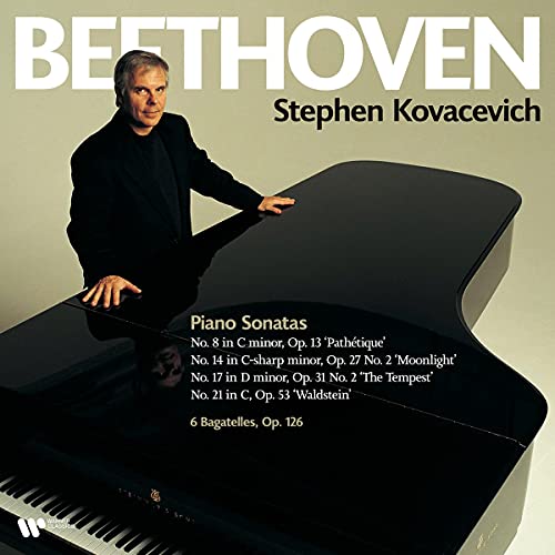 Stephen Kovacevich album cover featuring pianist and a grand piano.