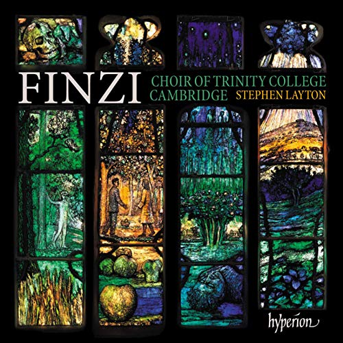 CD cover with stained-glass window design and text "FINZI" and "Choir of Trinity College Cambridge".