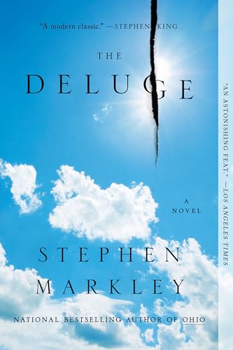 Book cover: blue sky, white clouds, and a dark vertical streak.