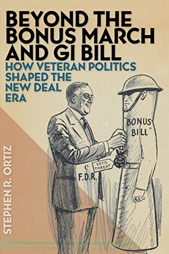 Book cover depicting FDR adjusting a veteran’s coat labeled “Bonus Bill.”
