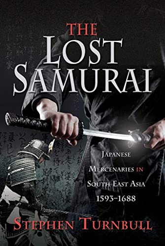 Book cover depicting a samurai with a sword, historical text background.