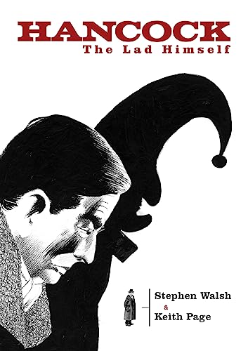 Book cover: black and white illustration of a man with a jester’s hat.