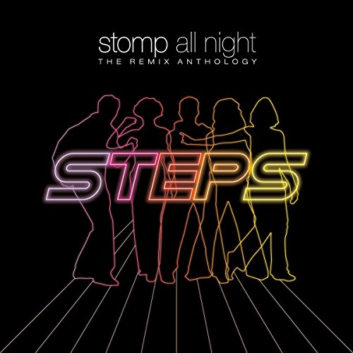 “Steps” album cover: neon figures and text on a black background.