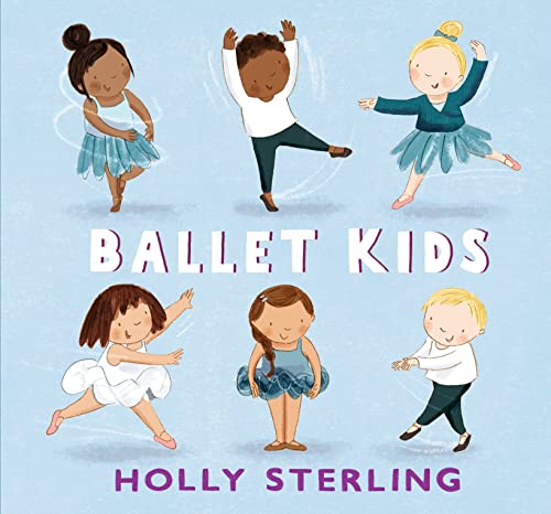 Book cover titled Ballet Kids featuring six diverse children in ballet attire.