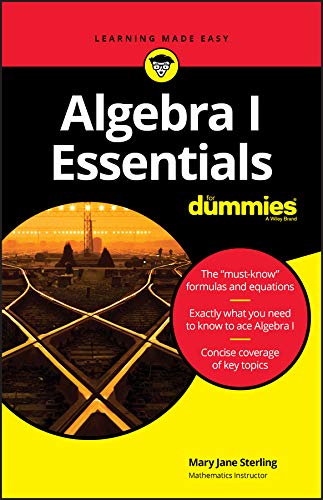 Book cover: "Algebra I Essentials For Dummies" with abstract road image.