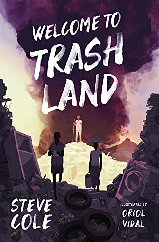 Book cover: figures amidst piles of trash, smoky purple background.